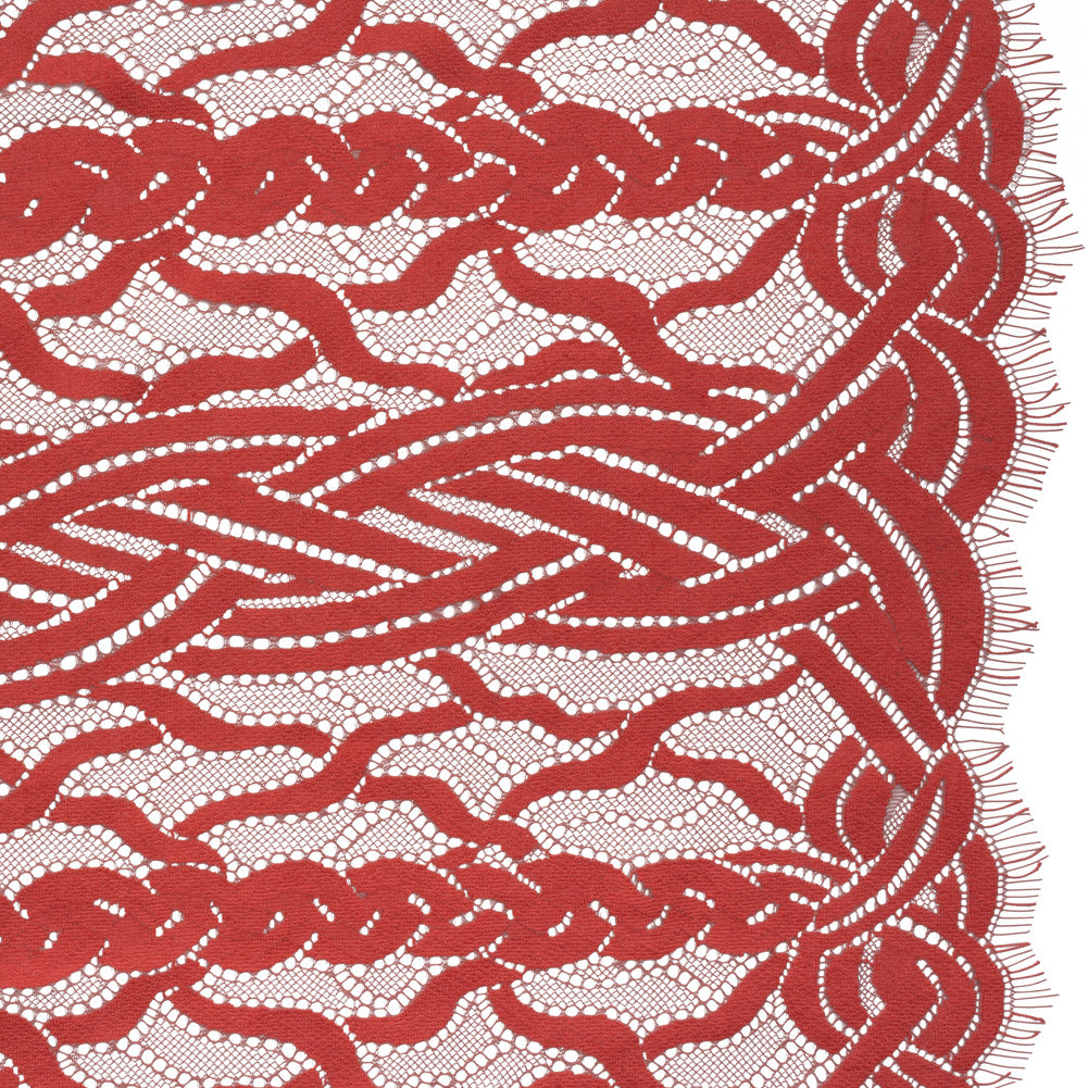 Cotton and Nylon Lace Panel with Finished Edges - Berry and Cardinal Red Celtic Knotwork and Braids Cotton and Nylon Lace Panel with Finished Edges - Berry and Cardinal Red Celtic Knotwork and Braids