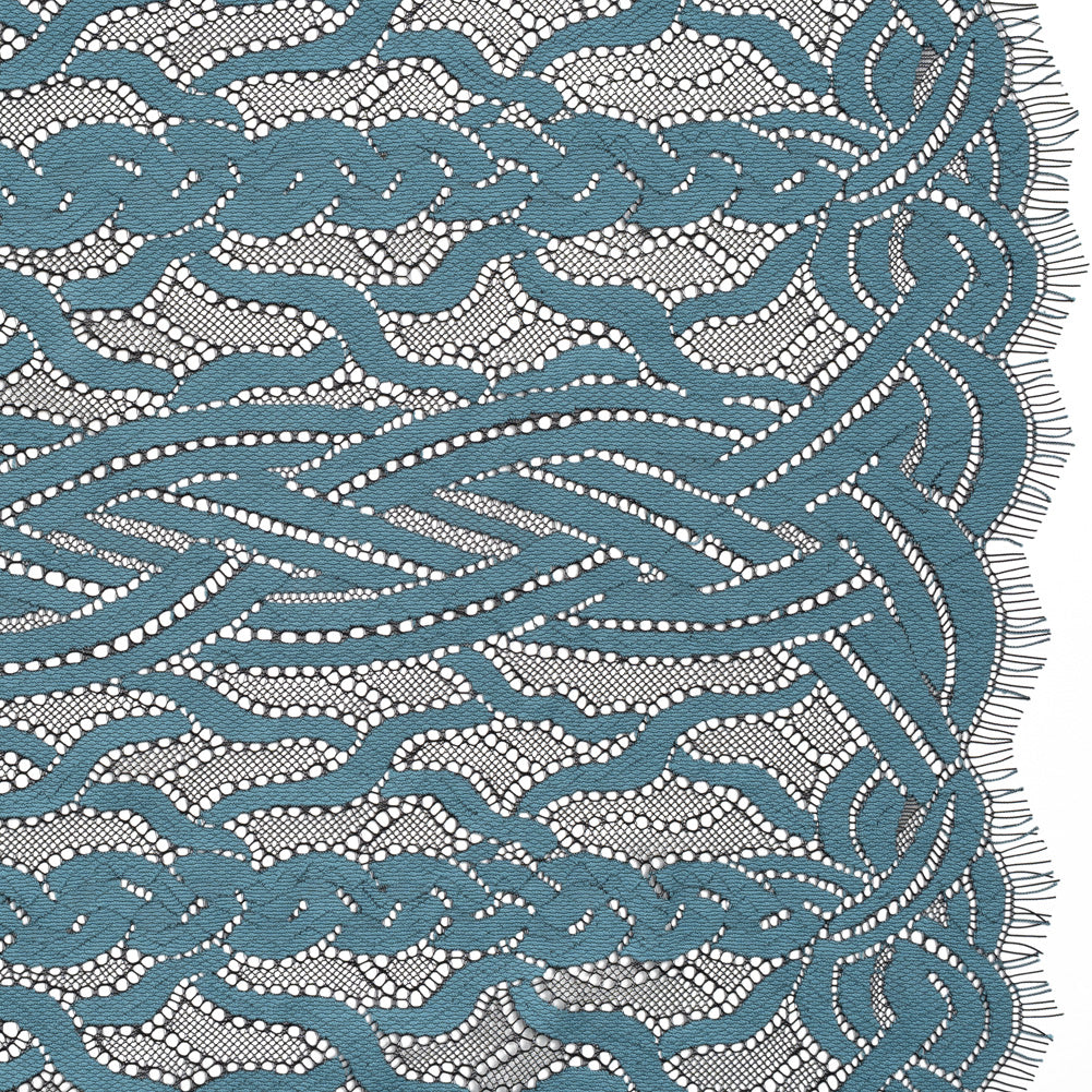 Cotton and Nylon Lace Panel with Finished Edges - Black and Midnight Blue Celtic Knotwork and Braids Cotton and Nylon Lace Panel with Finished Edges - Black and Midnight Blue Celtic Knotwork and Braids