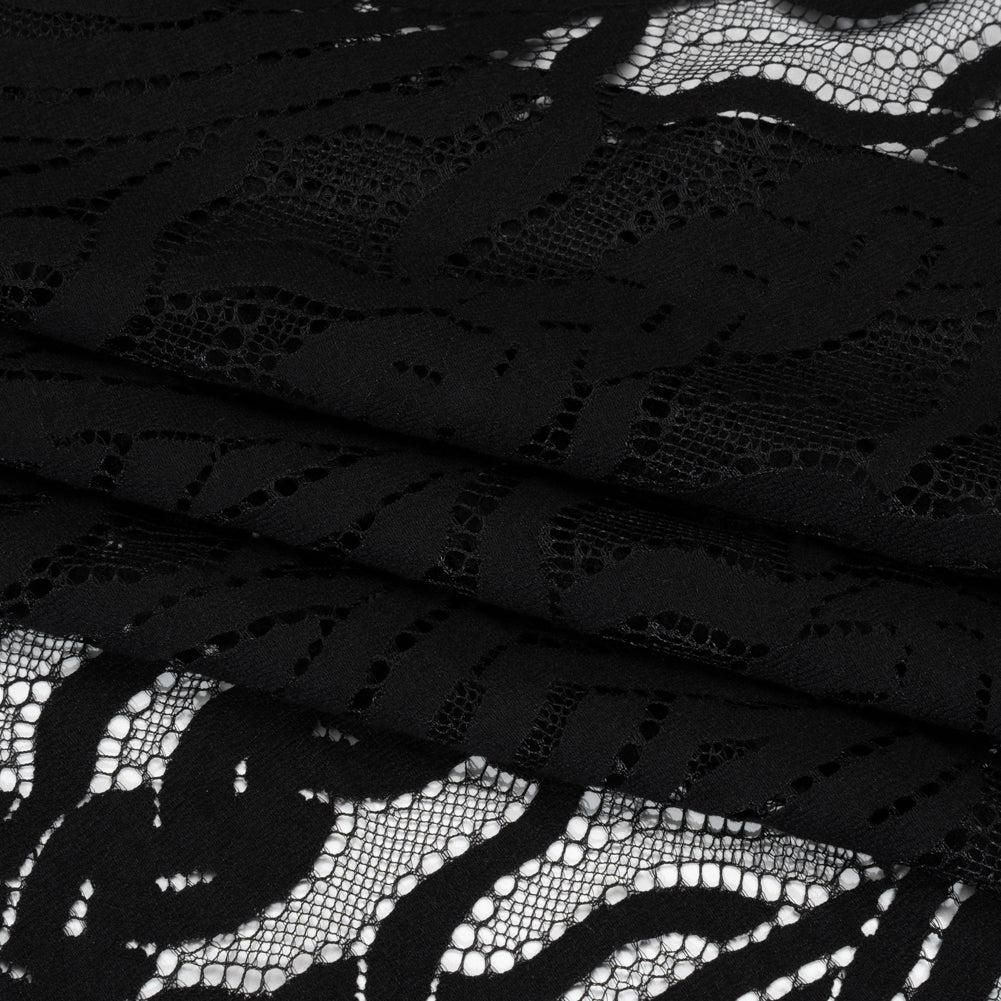 Cotton and Nylon Lace Panel with Finished Edges - Black Celtic Knotwork and Braids Cotton and Nylon Lace Panel with Finished Edges - Black Celtic Knotwork and Braids