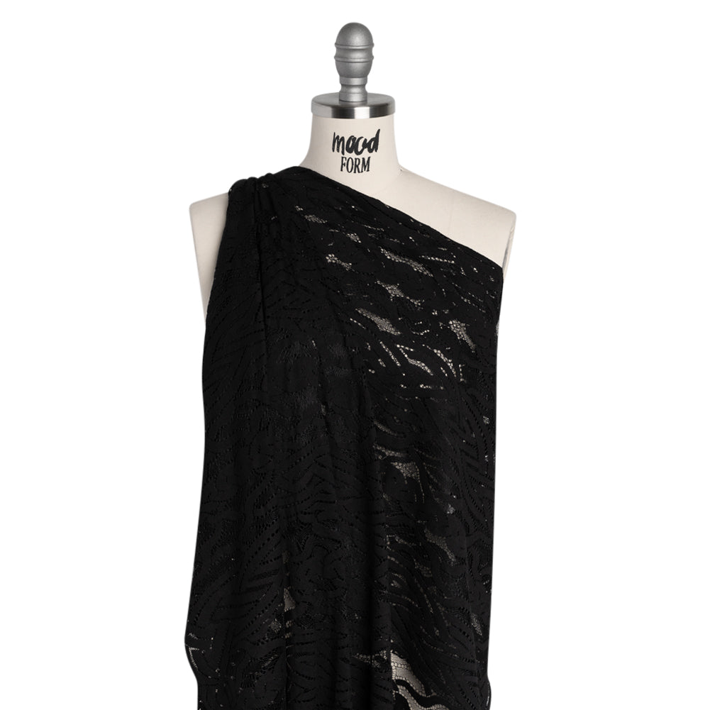 Cotton and Nylon Lace Panel with Finished Edges - Black Celtic Knotwork and Braids Cotton and Nylon Lace Panel with Finished Edges - Black Celtic Knotwork and Braids