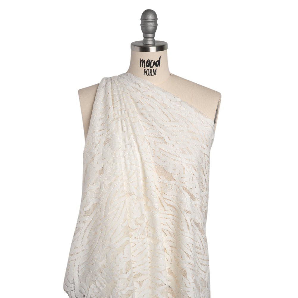Cotton and Nylon Lace Panel with Finished Edges - Ivory Celtic Knotwork and Braids - Drape Cotton and Nylon Lace Panel with Finished Edges - Ivory Celtic Knotwork and Braids - Drape