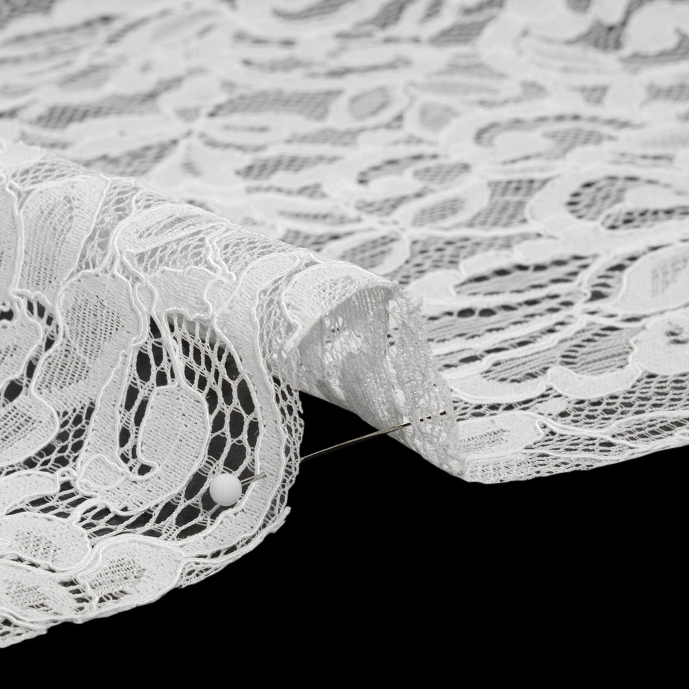 Corded Lace with Finished Edges - Ivory Flowering Vines Corded Lace with Finished Edges - Ivory Flowering Vines