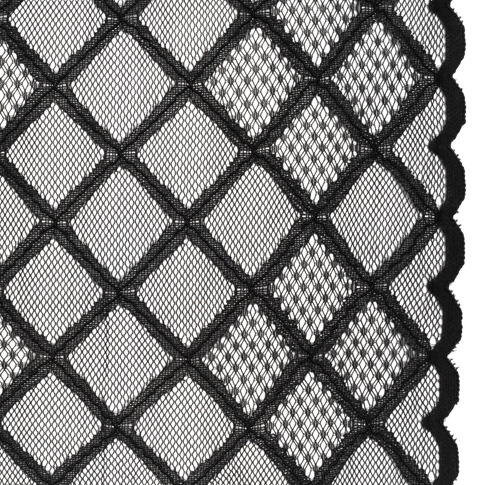 Corded Lace with Little Scalloped Finished Edges - Black Diamond Lattice Corded Lace with Little Scalloped Finished Edges - Black Diamond Lattice