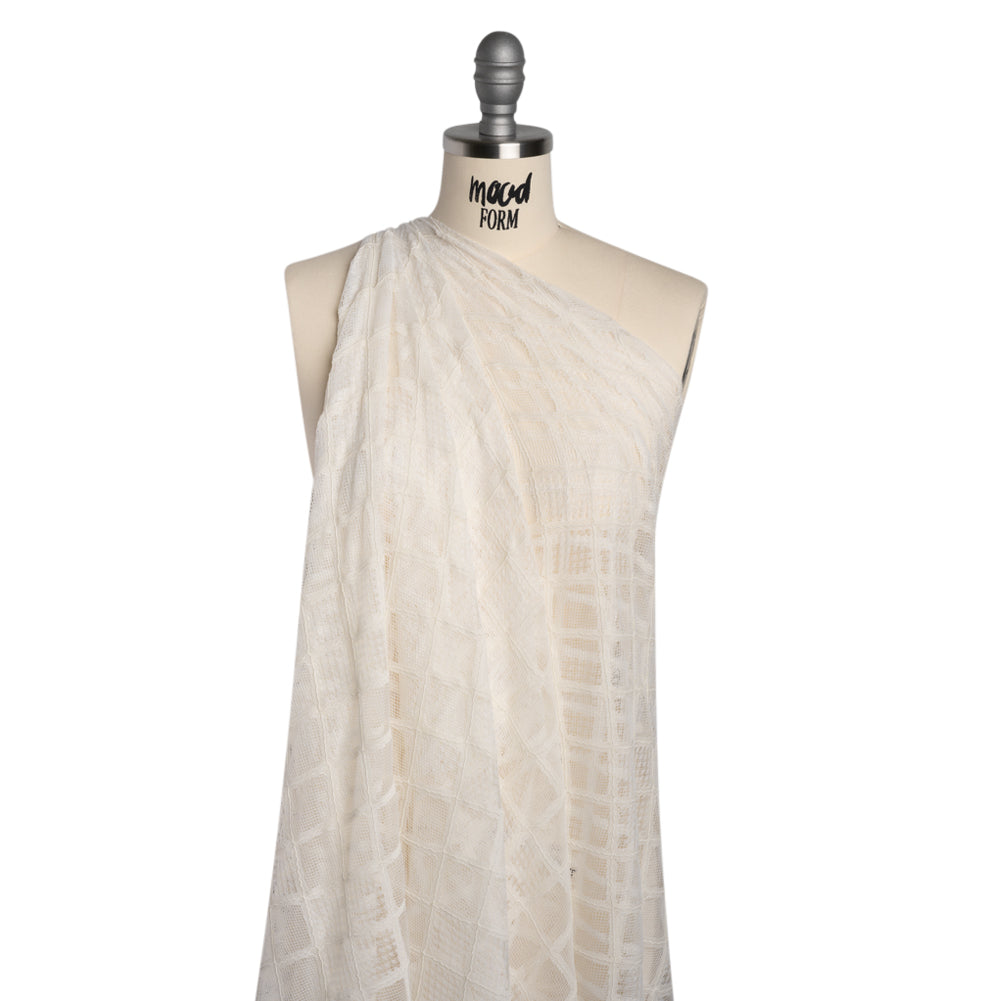 Corded Lace with Little Scalloped Finished Edges - Ivory Diamond Lattice - Drape Corded Lace with Little Scalloped Finished Edges - Ivory Diamond Lattice - Drape