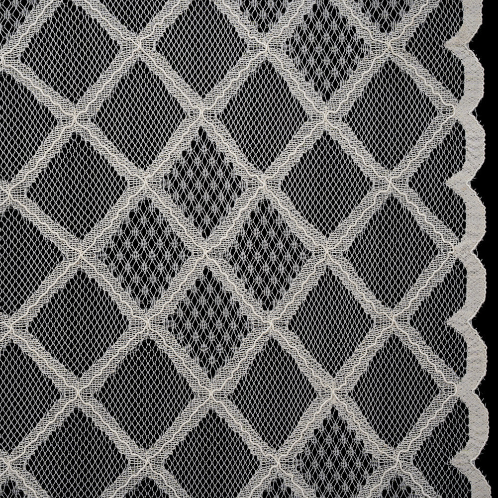 Corded Lace with Little Scalloped Finished Edges - Ivory Diamond Lattice Corded Lace with Little Scalloped Finished Edges - Ivory Diamond Lattice