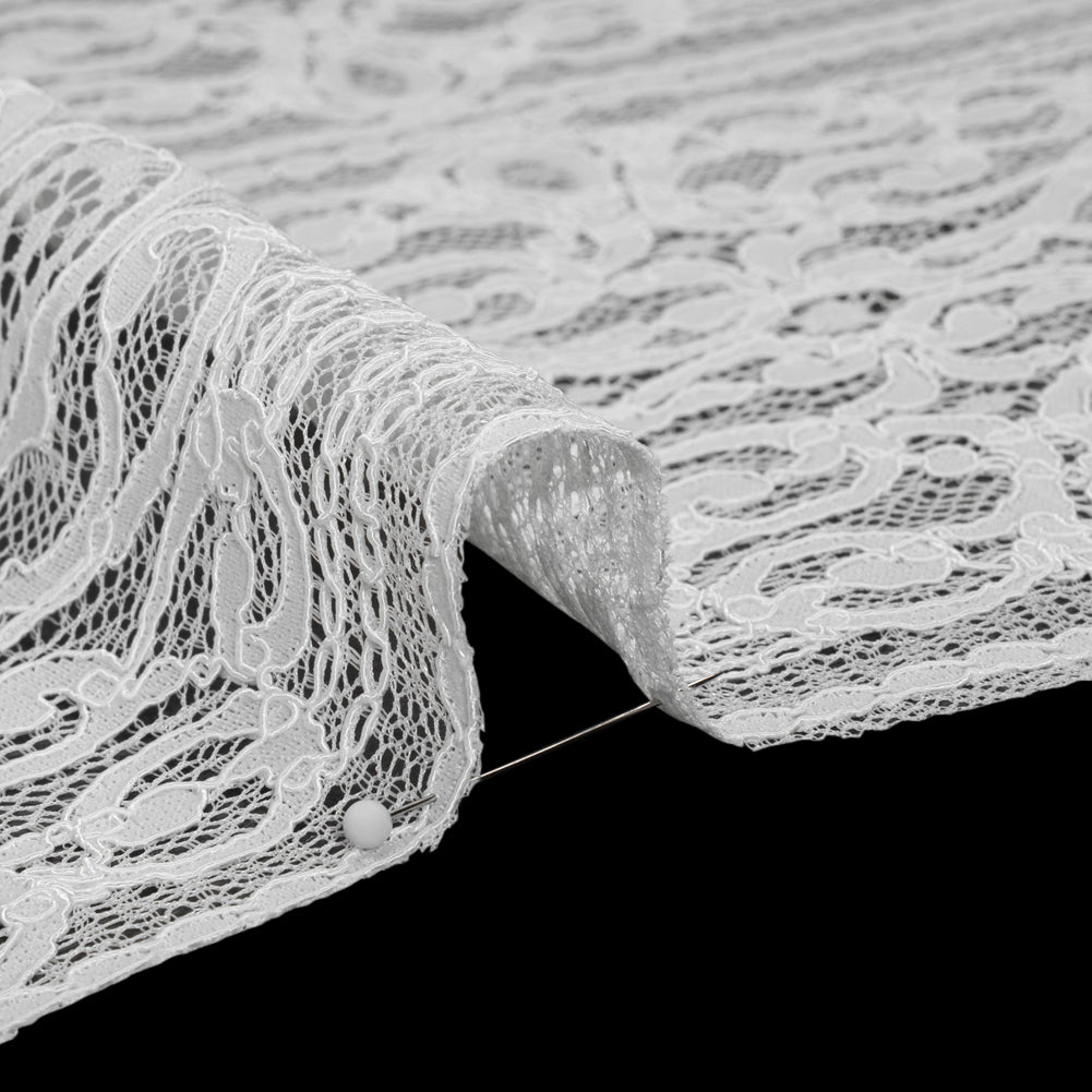 Corded Lace with Fringed and Scalloped Edges - Ivory Vine Stripes Corded Lace with Fringed and Scalloped Edges - Ivory Vine Stripes