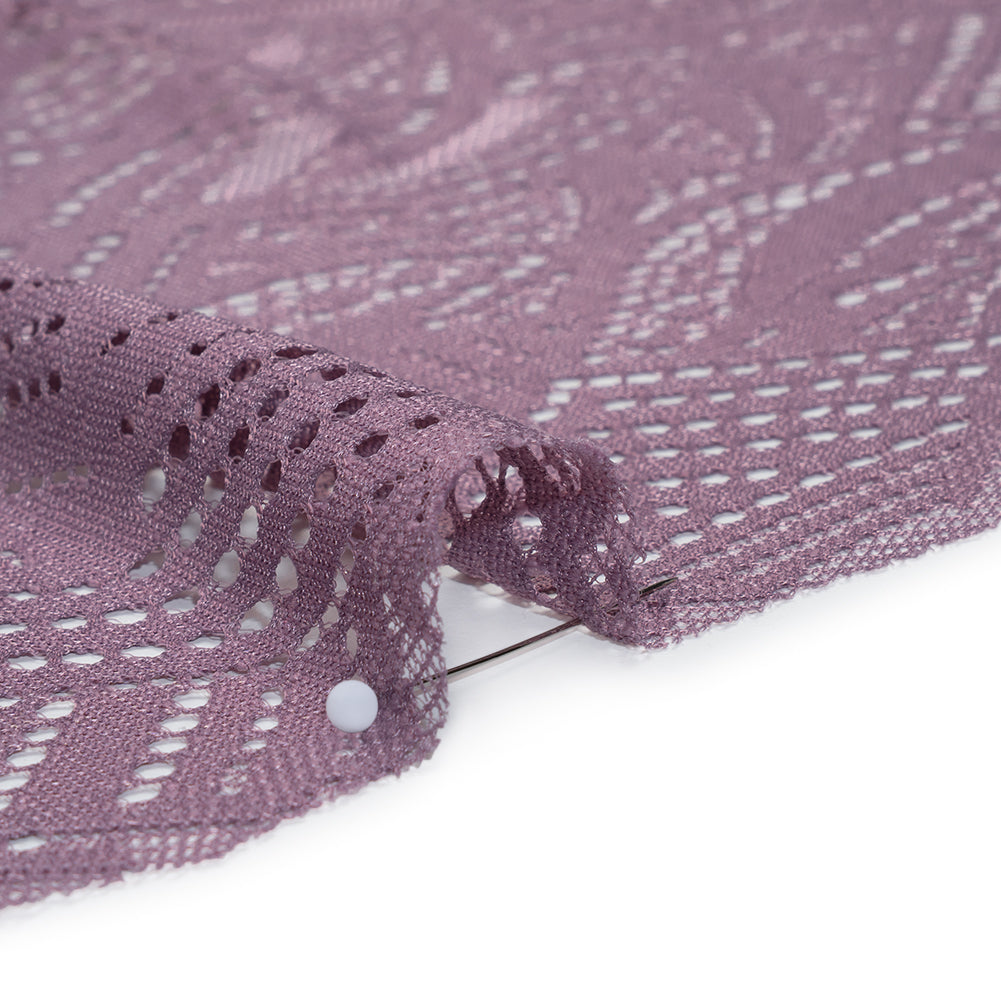 Raschel Lace with Organic Finished Edges - Amethyst Geometry and Leaves Raschel Lace with Organic Finished Edges - Amethyst Geometry and Leaves