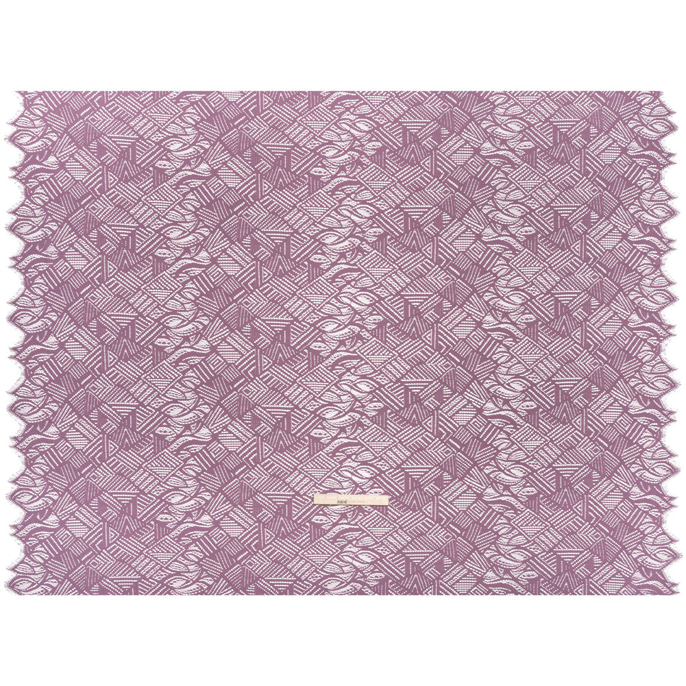 Raschel Lace with Organic Finished Edges - Amethyst Geometry and Leaves Raschel Lace with Organic Finished Edges - Amethyst Geometry and Leaves