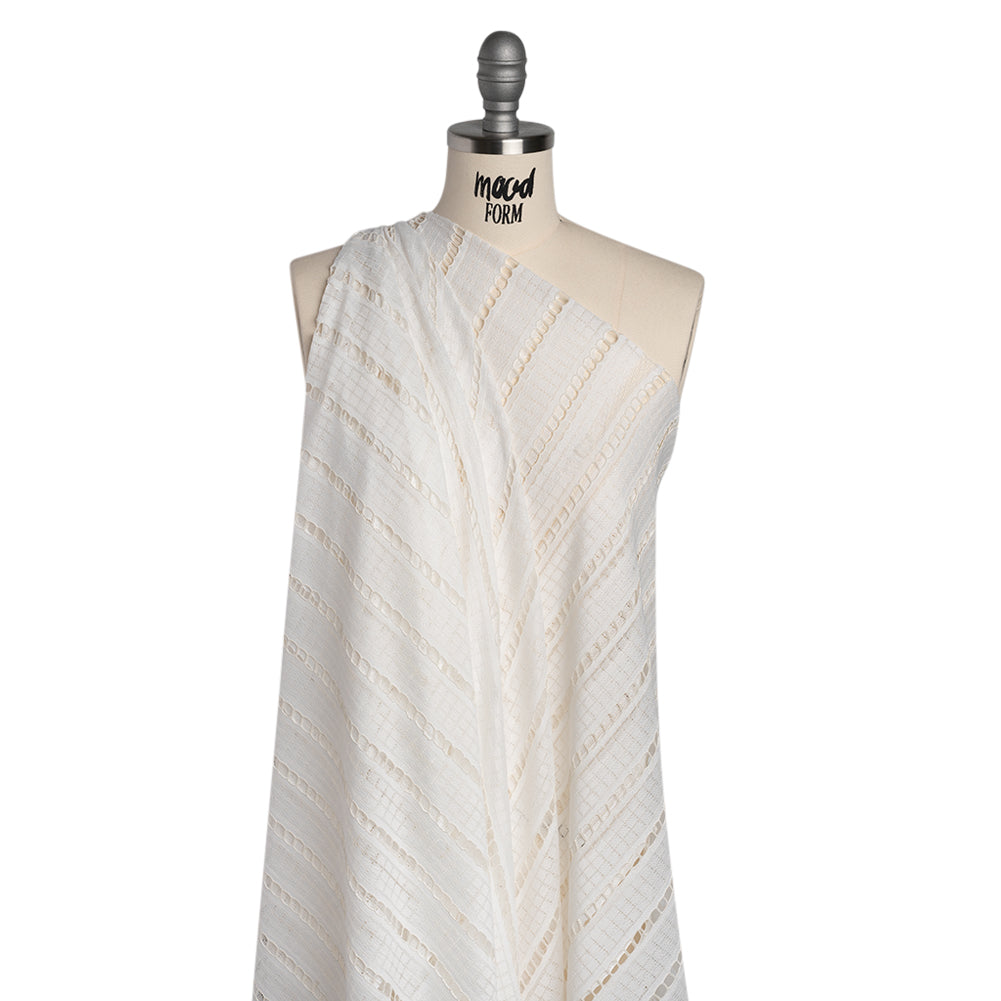Corded Lace - Ivory Squares and Stripes - Drape Corded Lace - Ivory Squares and Stripes - Drape