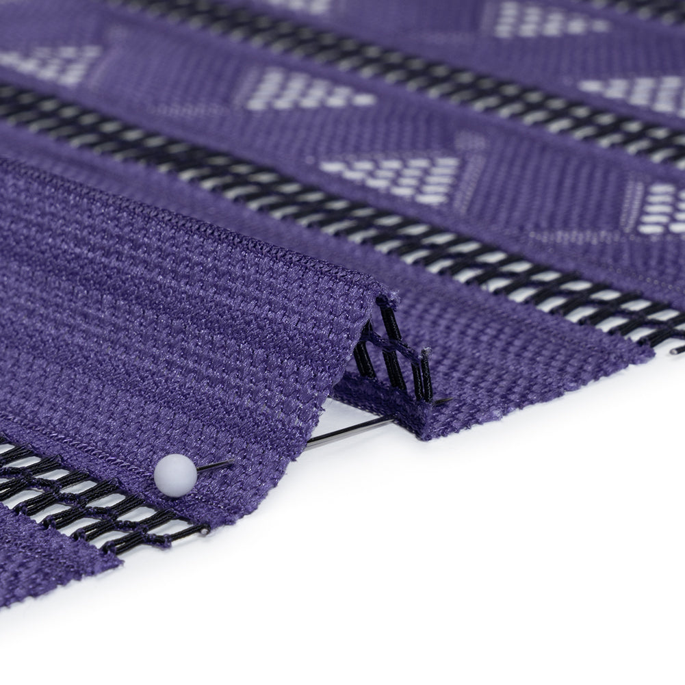 Corded Lace - Violet and Black Geometric Stripes - Detail Corded Lace - Violet and Black Geometric Stripes - Detail
