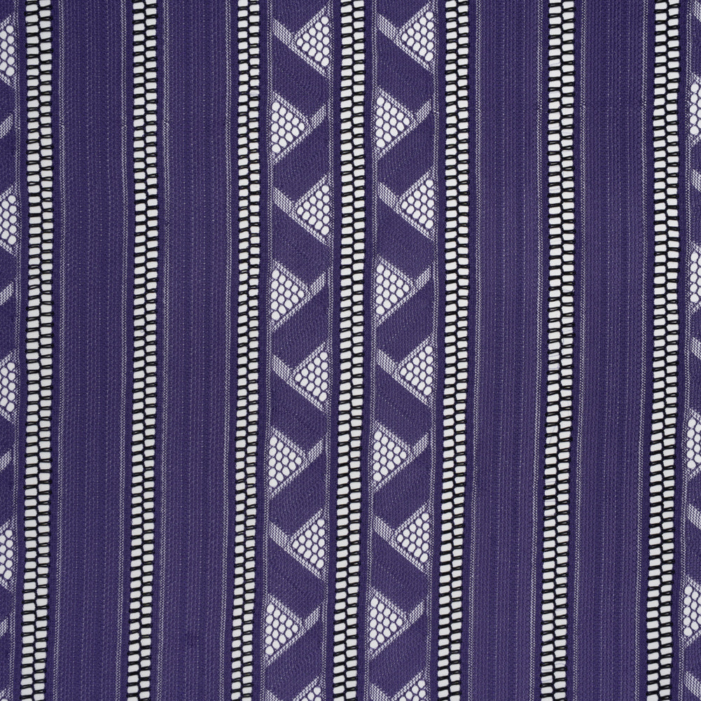 Corded Lace - Violet and Black Geometric Stripes Corded Lace - Violet and Black Geometric Stripes