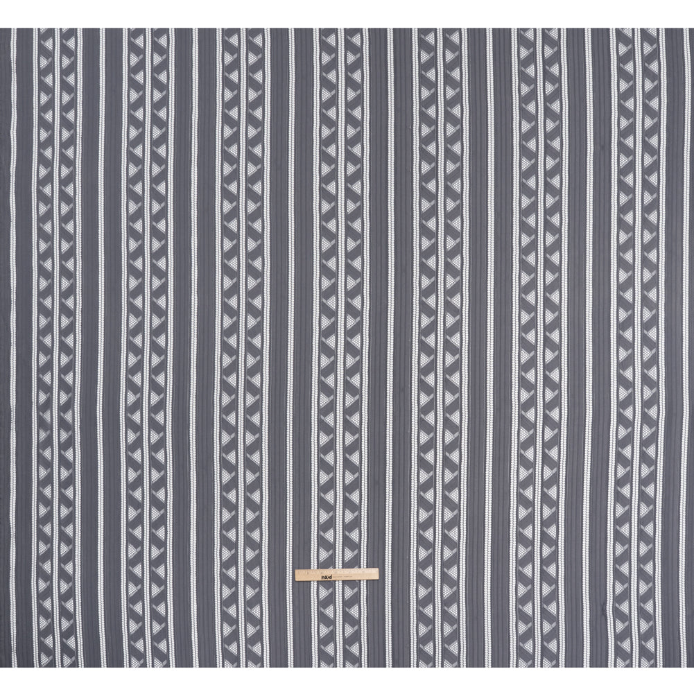 Corded Lace - Gray and Silver Geometric Stripes - Full Corded Lace - Gray and Silver Geometric Stripes - Full