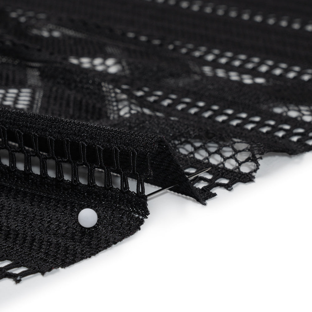Corded Lace - Black Geometric Stripes - Detail Corded Lace - Black Geometric Stripes - Detail