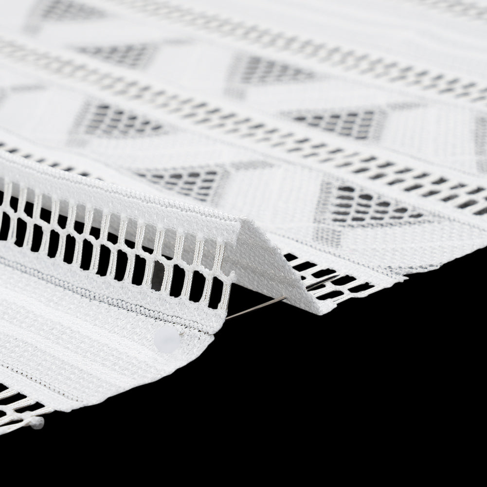 Corded Lace - Ivory Geometric Stripes - Detail Corded Lace - Ivory Geometric Stripes - Detail