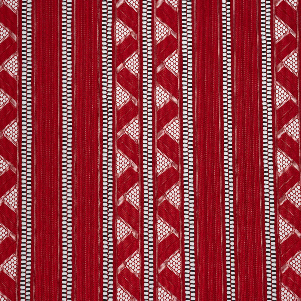 Corded Lace - Red and Black Geometric Stripes Corded Lace - Red and Black Geometric Stripes