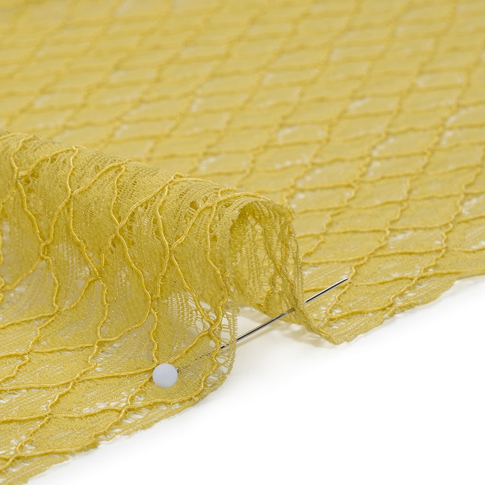 Corded Lace with Finished Eyelash Edges - Chartreuse Diamond Lattice Corded Lace with Finished Eyelash Edges - Chartreuse Diamond Lattice
