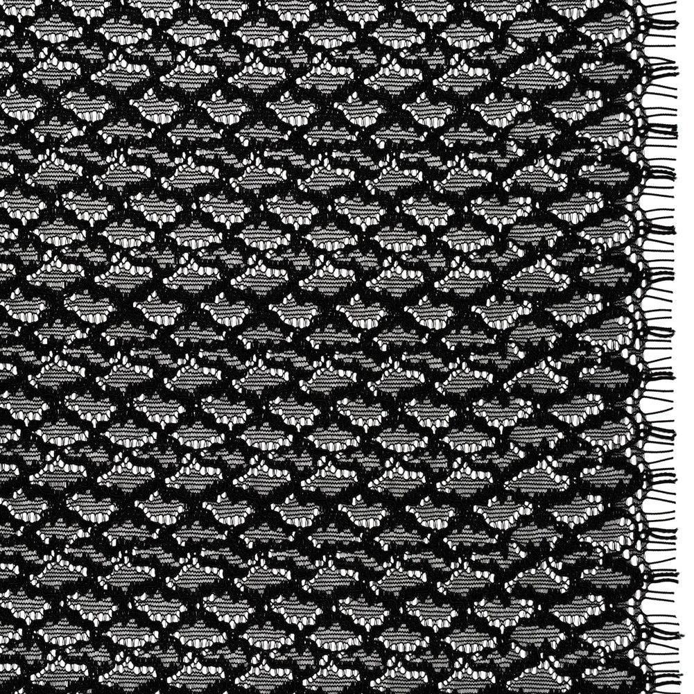 Corded Lace with Finished Eyelash Edges - Black Diamond Lattice Corded Lace with Finished Eyelash Edges - Black Diamond Lattice