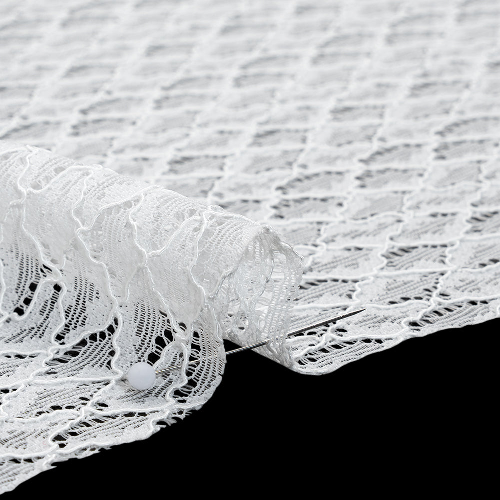 Corded Lace with Finished Eyelash Edges - Ivory Diamond Lattice Corded Lace with Finished Eyelash Edges - Ivory Diamond Lattice