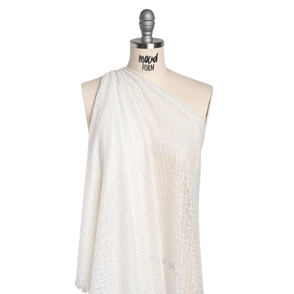 Corded Lace with Finished Eyelash Edges - Ivory Diamond Lattice Corded Lace with Finished Eyelash Edges - Ivory Diamond Lattice