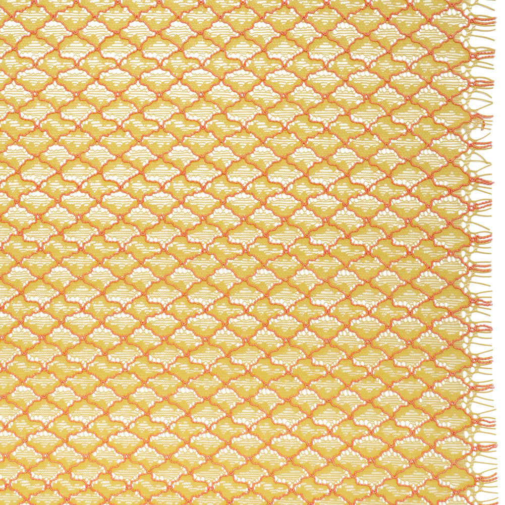 Corded Lace with Finished Eyelash Edges - Chartreuse and Confetti Pink Diamond Lattice Corded Lace with Finished Eyelash Edges - Chartreuse and Confetti Pink Diamond Lattice