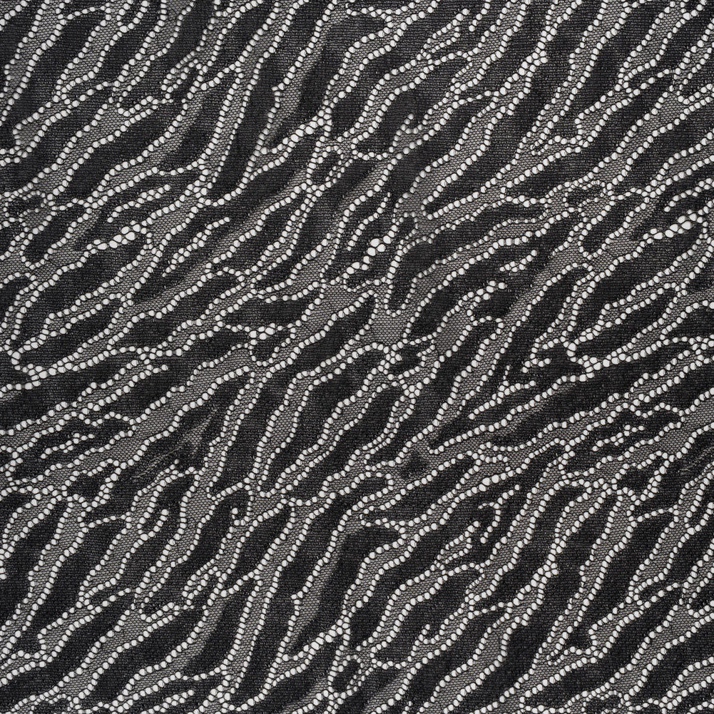 Raschel Lace Panel with Finished Edges - Black Animal Stripes Raschel Lace Panel with Finished Edges - Black Animal Stripes