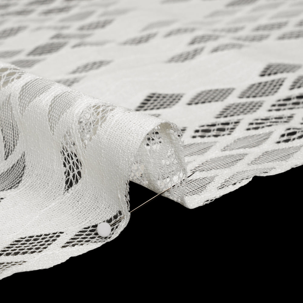 Raschel Lace with Eyelash Fringe Edges - Ivory Diamond Argyle Raschel Lace with Eyelash Fringe Edges - Ivory Diamond Argyle
