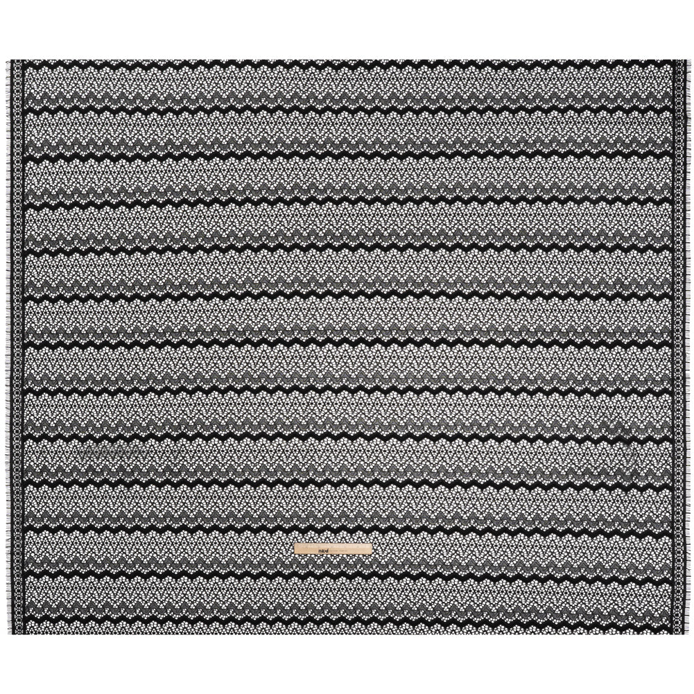 Corded Lace with Eyelash Fringe Edges - Black Zig Zag Stripes - Full Corded Lace with Eyelash Fringe Edges - Black Zig Zag Stripes - Full