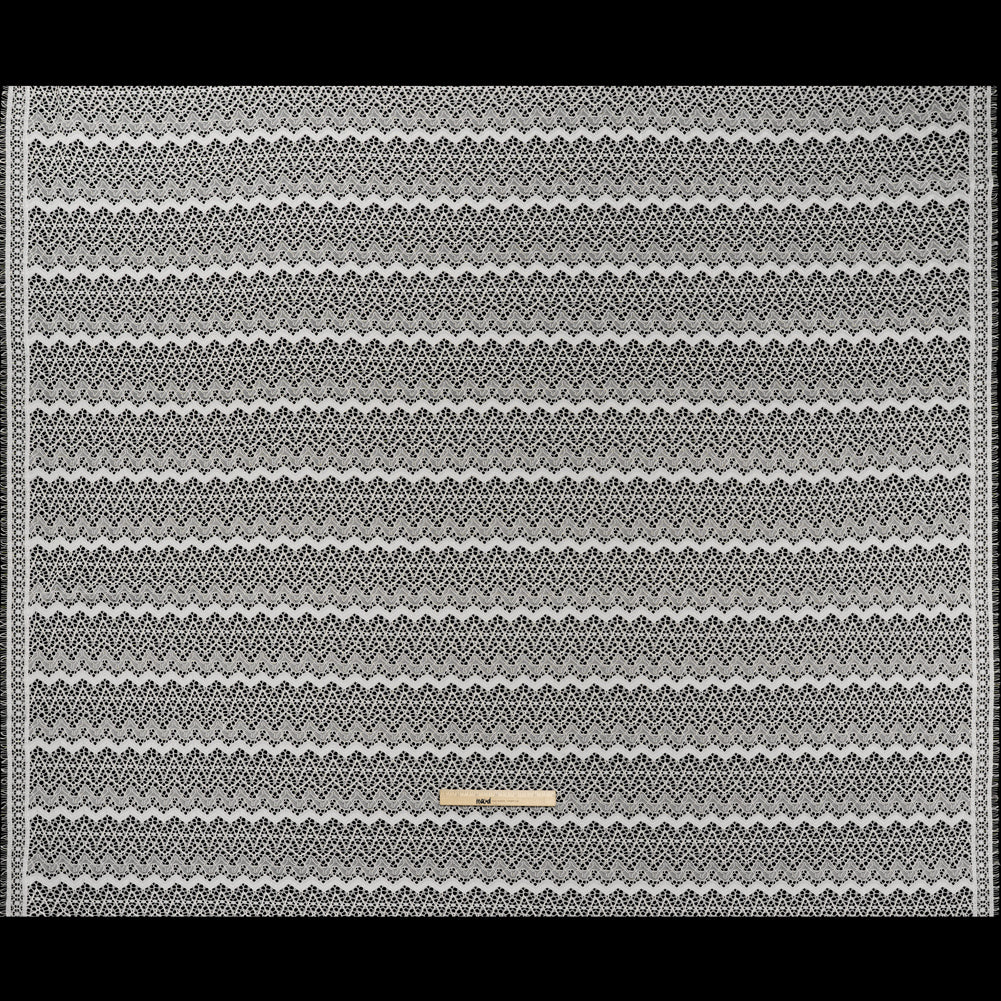 Corded Lace with Eyelash Fringe Edges - Ivory Zig Zag Stripes - Full Corded Lace with Eyelash Fringe Edges - Ivory Zig Zag Stripes - Full