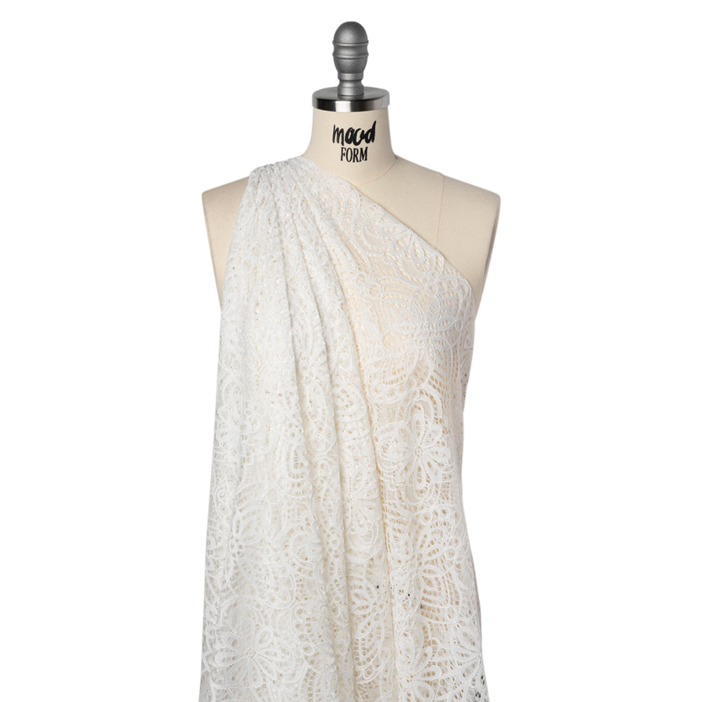 Corded Lace with Finished Edges - Ivory Radiant Floral Corded Lace with Finished Edges - Ivory Radiant Floral