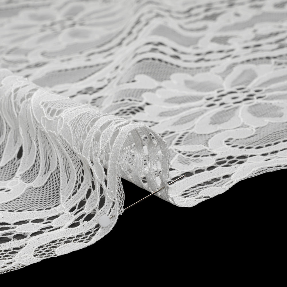 Corded Lace Panel with Finished Edges - Ivory Flowers, Dots and Wavy Lines Corded Lace Panel with Finished Edges - Ivory Flowers, Dots and Wavy Lines
