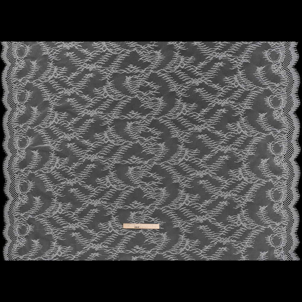 Raschel Lace Panel with Finished Edges - Ivory Delicate Leafy Vines on Net Raschel Lace Panel with Finished Edges - Ivory Delicate Leafy Vines on Net