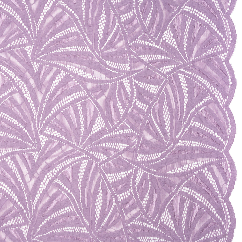 Stretch Raschel Lace with Finished Edges - Lavender Frost Flying Fans Stretch Raschel Lace with Finished Edges - Lavender Frost Flying Fans
