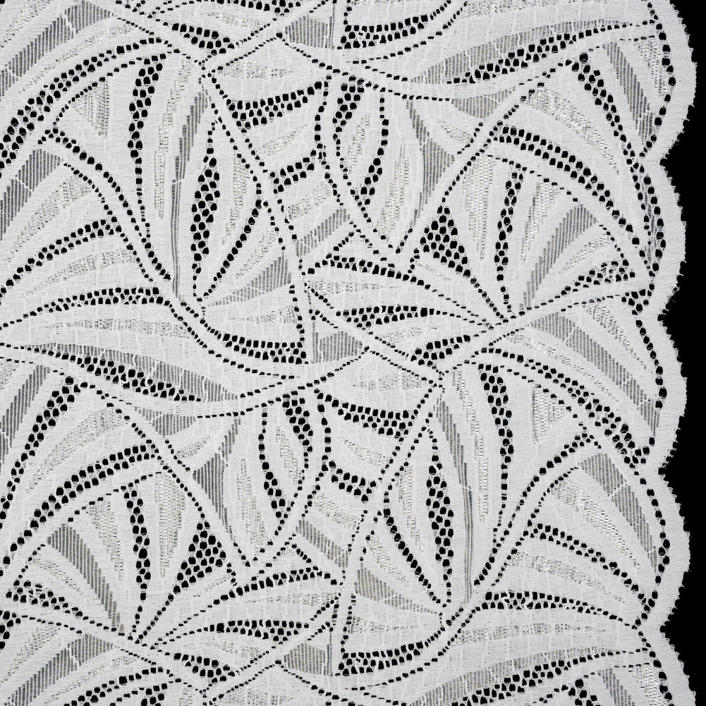 Stretch Raschel Lace with Finished Edges - Ivory Flying Fans Stretch Raschel Lace with Finished Edges - Ivory Flying Fans