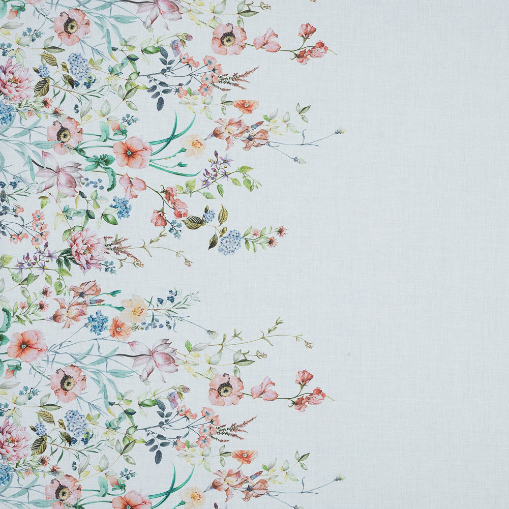 Cotton Voile - White Floral Border - La Marche des Fleurs Print - Mood Exclusive Jacques Collection Cotton Voile - White Floral Border - La Marche des Fleurs Print - Mood Exclusive Jacques Collection