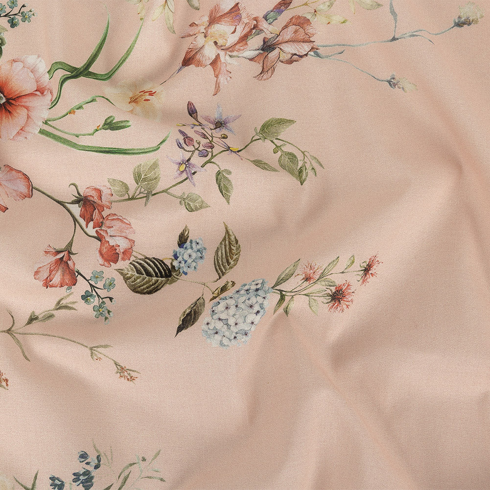 【極美品✨】Cotton Voile Flower Border Print Cotton Voile - Pink Floral Border - La Marche des Fleurs Print - Mood