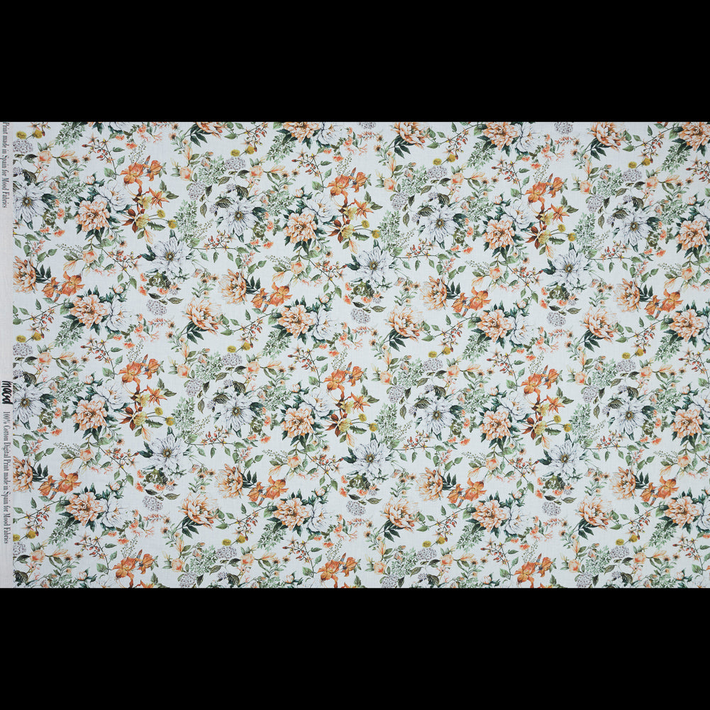 Voile de algodón - Estampado floral naranja y verde - Estampado Les Fleurs de L'amour - Colección exclusiva Mood Jacques Voile de algodón - Estampado floral naranja y verde - Estampado Les Fleurs de L'amour - Colección exclusiva Mood Jacques