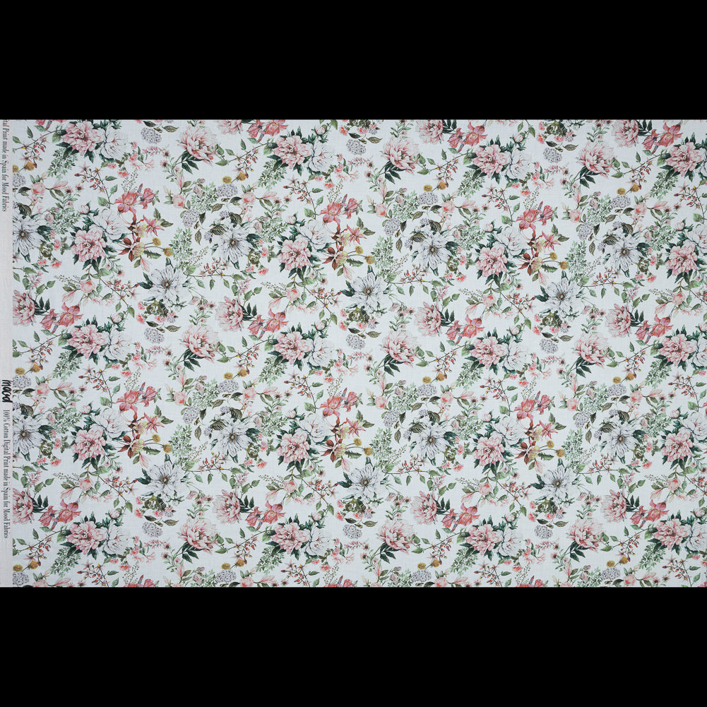 Cotton Voile - Pink and Green Floral - Les Fleurs de L'amour Print - Mood Exclusive Jacques Collection Cotton Voile - Pink and Green Floral - Les Fleurs de L'amour Print - Mood Exclusive Jacques Collection