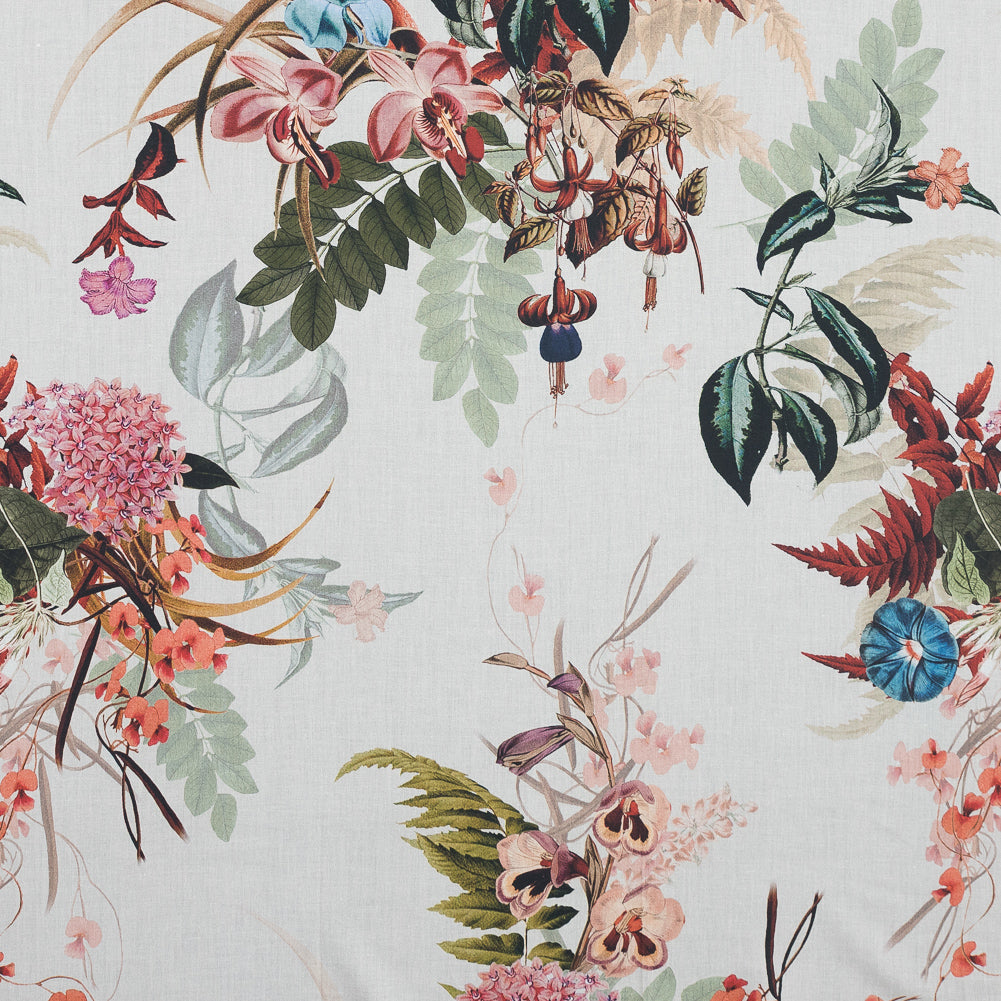 Cotton Voile - Pale Green and Coral Floral - Ile des Orchidees Print - Mood Exclusive Jacques Collection Cotton Voile - Pale Green and Coral Floral - Ile des Orchidees Print - Mood Exclusive Jacques Collection