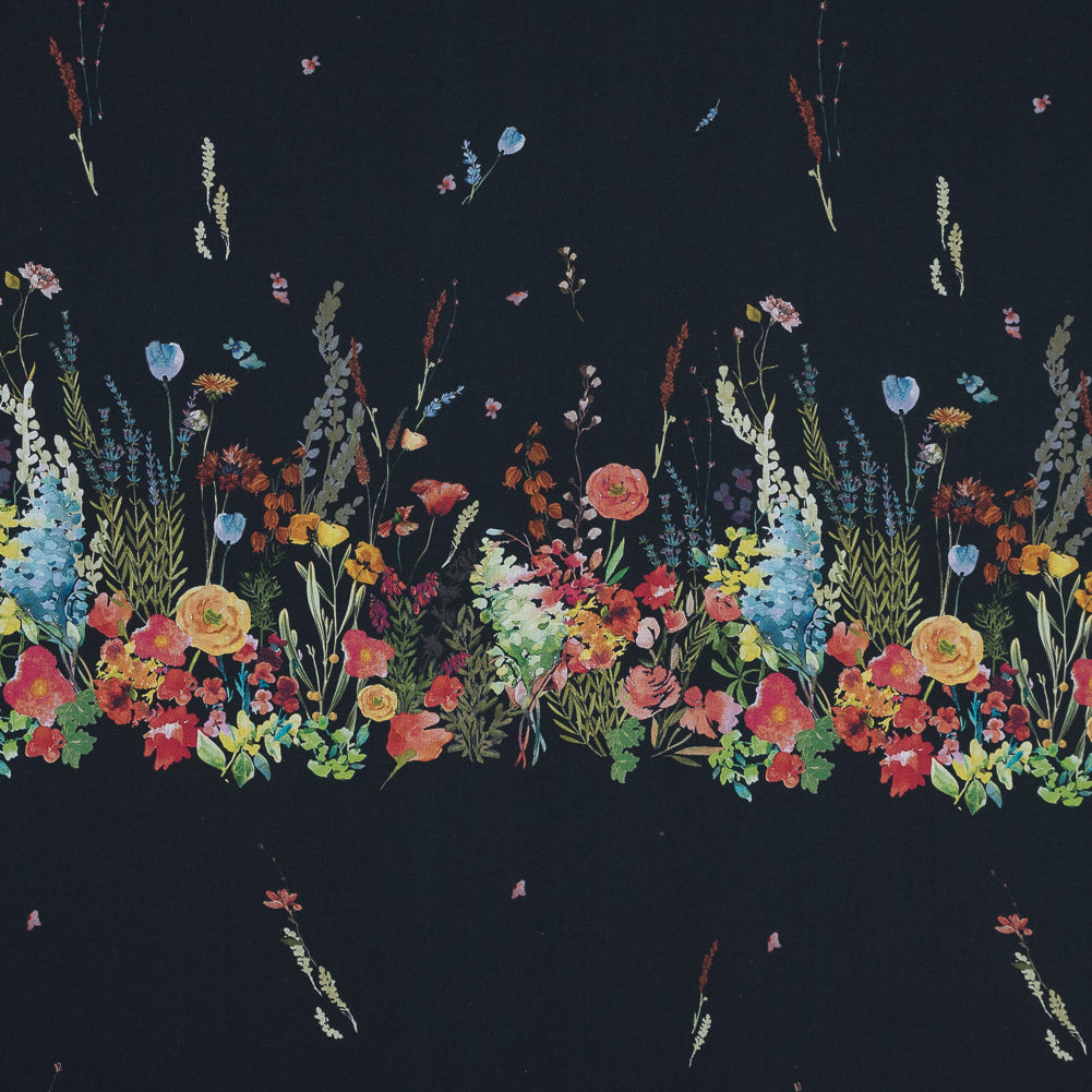 Cotton Voile Panel - Midnight Blue Floral Band - Promenade au Pavot Print - Mood Exclusive Jacques Collection Cotton Voile Panel - Midnight Blue Floral Band - Promenade au Pavot Print - Mood Exclusive Jacques Collection