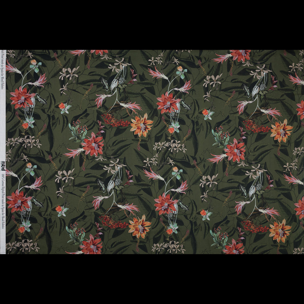 Cotton Voile - Olive Green Flowers and Leaves - Les Tropiques Print - Mood Exclusive Jacques Collection Cotton Voile - Olive Green Flowers and Leaves - Les Tropiques Print - Mood Exclusive Jacques Collection