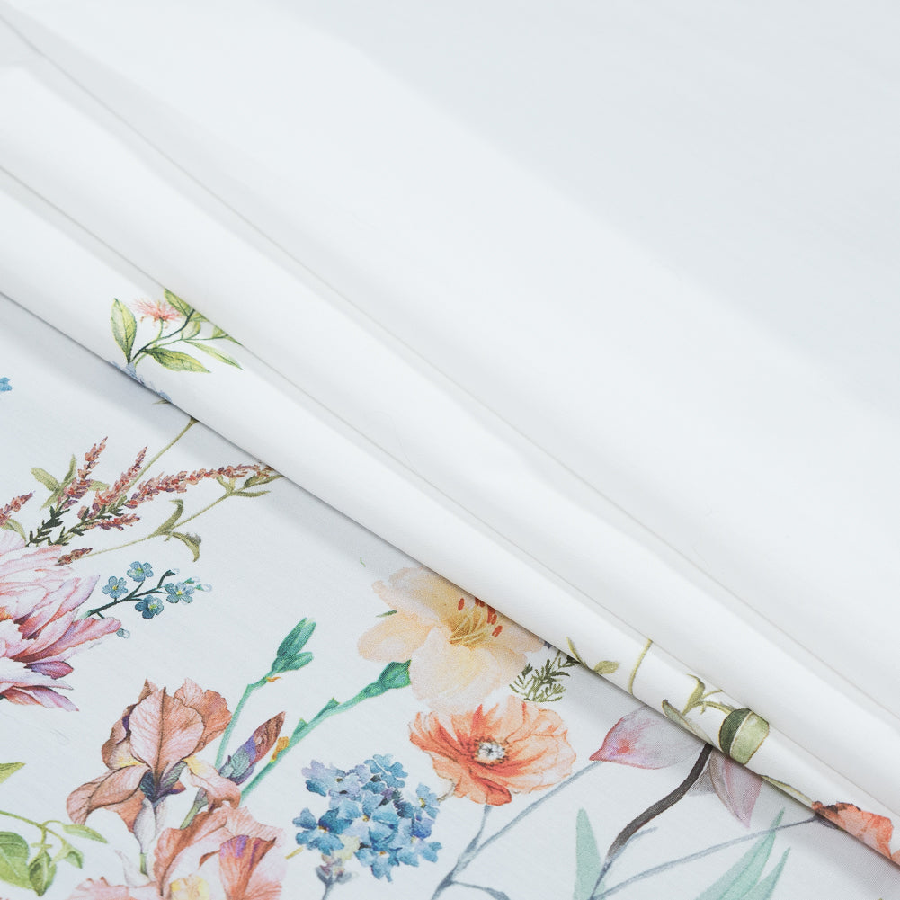 Cotton Poplin - White Floral Border - La Marche des Fleurs Print - Mood Exclusive Jacques Collection Cotton Poplin - White Floral Border - La Marche des Fleurs Print - Mood Exclusive Jacques Collection