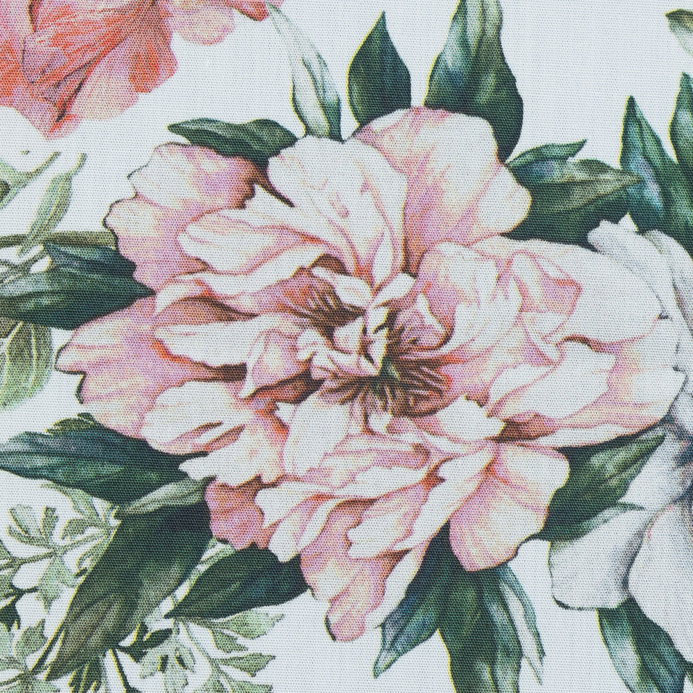 Cotton Poplin - Pink and Green Floral - Les Fleurs de L'amour Print - Mood Exclusive Jacques Collection Cotton Poplin - Pink and Green Floral - Les Fleurs de L'amour Print - Mood Exclusive Jacques Collection
