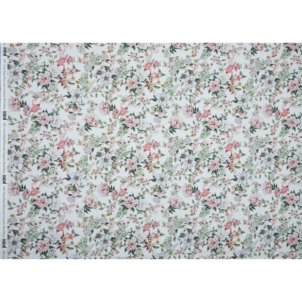 Cotton Poplin - Pink and Green Floral - Les Fleurs de L'amour Print - Mood Exclusive Jacques Collection Cotton Poplin - Pink and Green Floral - Les Fleurs de L'amour Print - Mood Exclusive Jacques Collection
