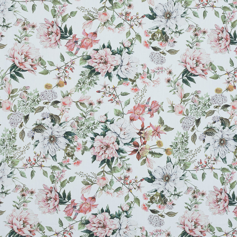 Cotton Poplin - Pink and Green Floral - Les Fleurs de L'amour Print - Mood Exclusive Jacques Collection Cotton Poplin - Pink and Green Floral - Les Fleurs de L'amour Print - Mood Exclusive Jacques Collection