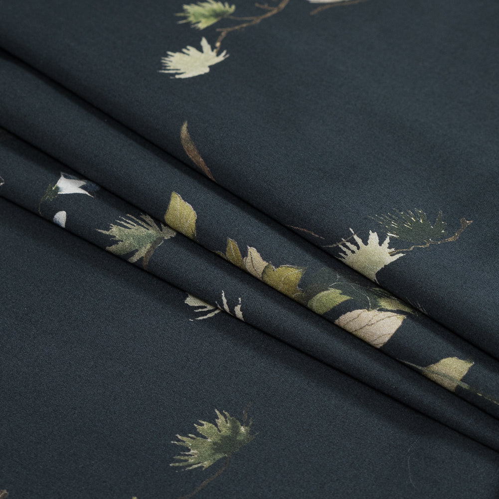 Stretch Cotton Sateen - Black and Green Birds and Flowers - La Grande Tournee Print - Mood Exclusive Jacques Collection Stretch Cotton Sateen - Black and Green Birds and Flowers - La Grande Tournee Print - Mood Exclusive Jacques Collection