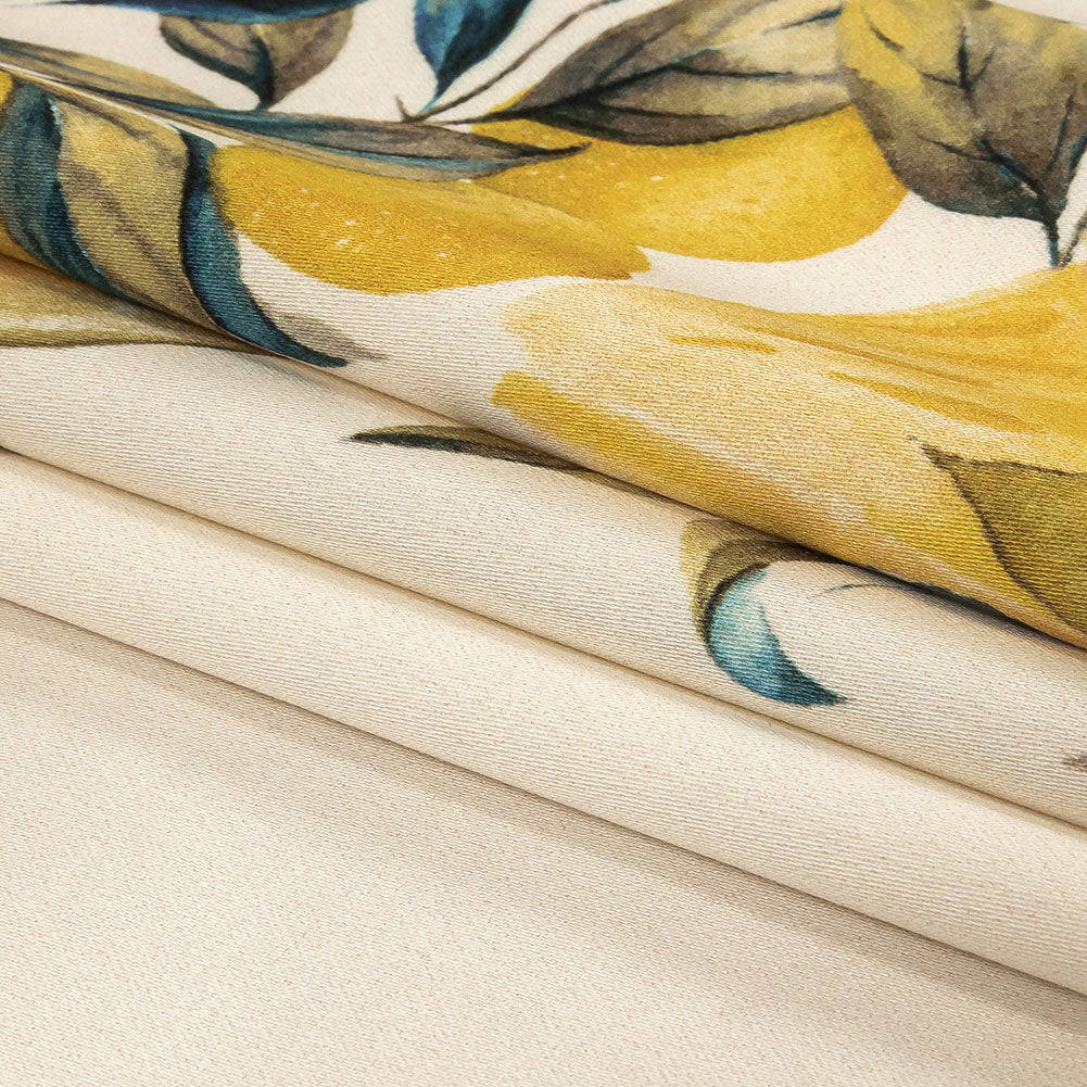 Stretch Cotton Sateen - Yellow and Green Fruit Vine - Panier de Fruits Print - Mood Exclusive Jacques Collection Stretch Cotton Sateen - Yellow and Green Fruit Vine - Panier de Fruits Print - Mood Exclusive Jacques Collection