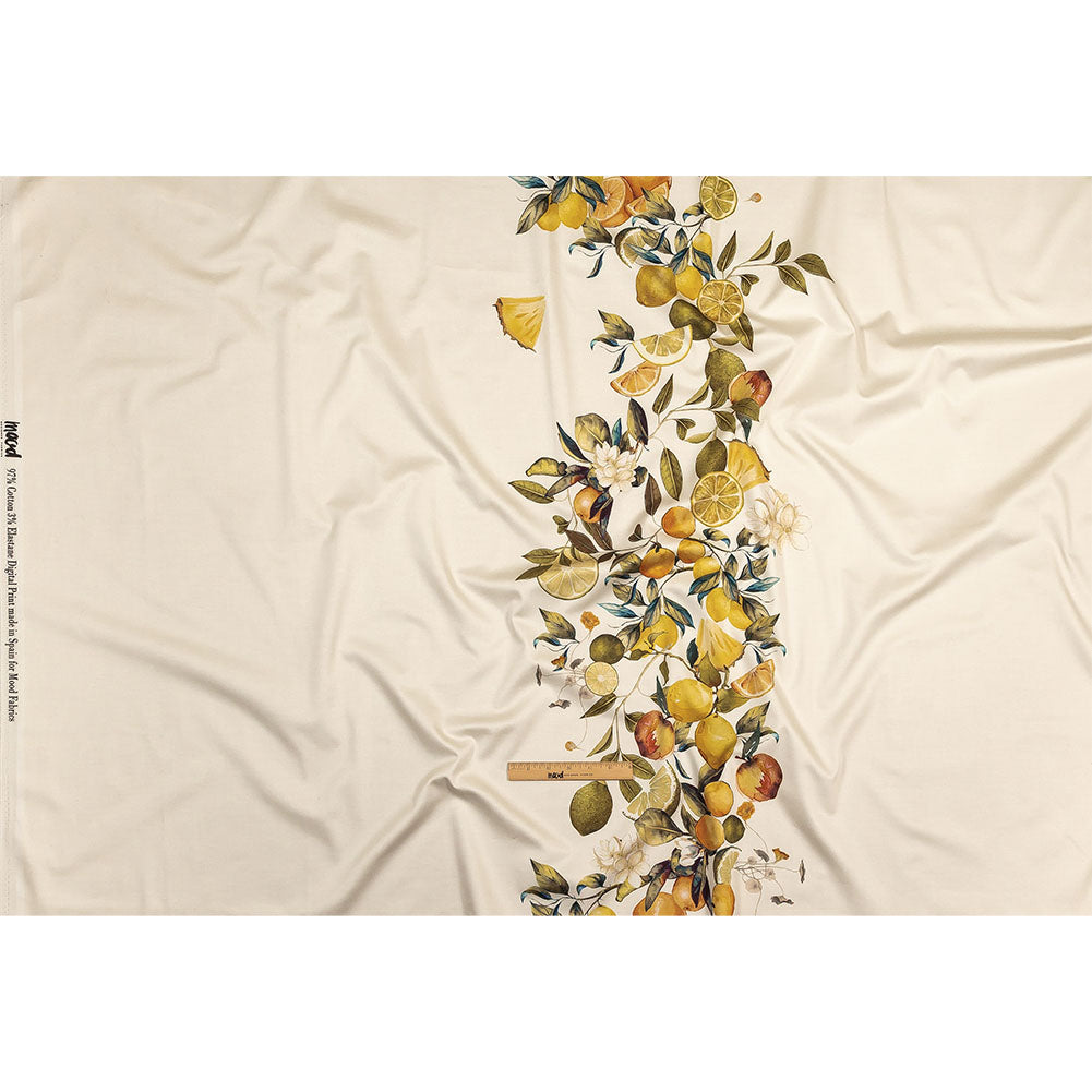 Stretch Cotton Sateen - Yellow and Green Fruit Vine - Panier de Fruits Print - Mood Exclusive Jacques Collection Stretch Cotton Sateen - Yellow and Green Fruit Vine - Panier de Fruits Print - Mood Exclusive Jacques Collection
