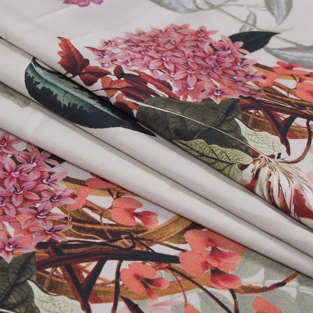 Mood Exclusive Ile des Orchidees Olive and Red Stretch Cotton Sateen Mood Exclusive Ile des Orchidees Olive and Red Stretch Cotton Sateen