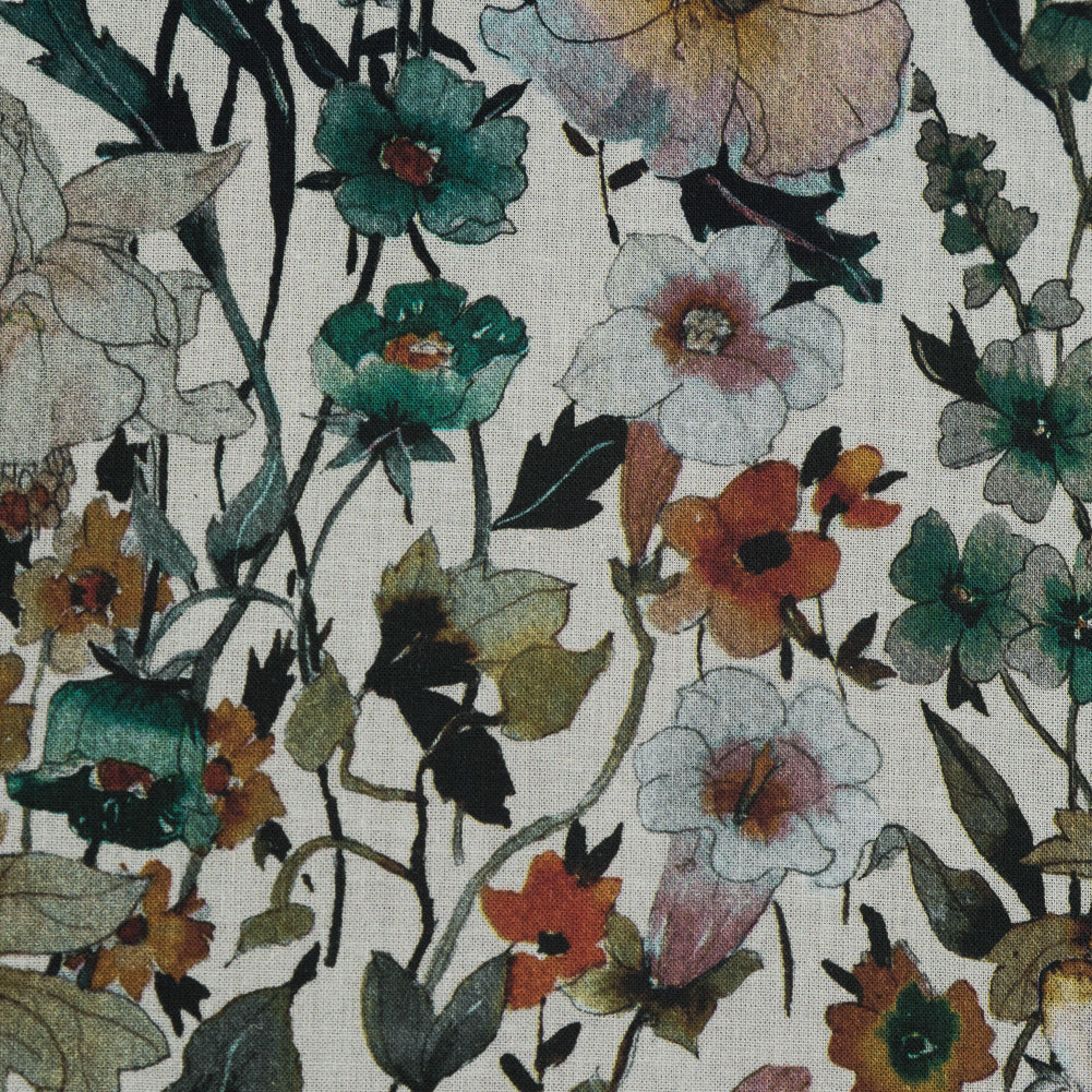 Cotton Voile - Ivory Floral - Passing of Adonis Print - Mood Exclusive Gaia Collection Cotton Voile - Ivory Floral - Passing of Adonis Print - Mood Exclusive Gaia Collection