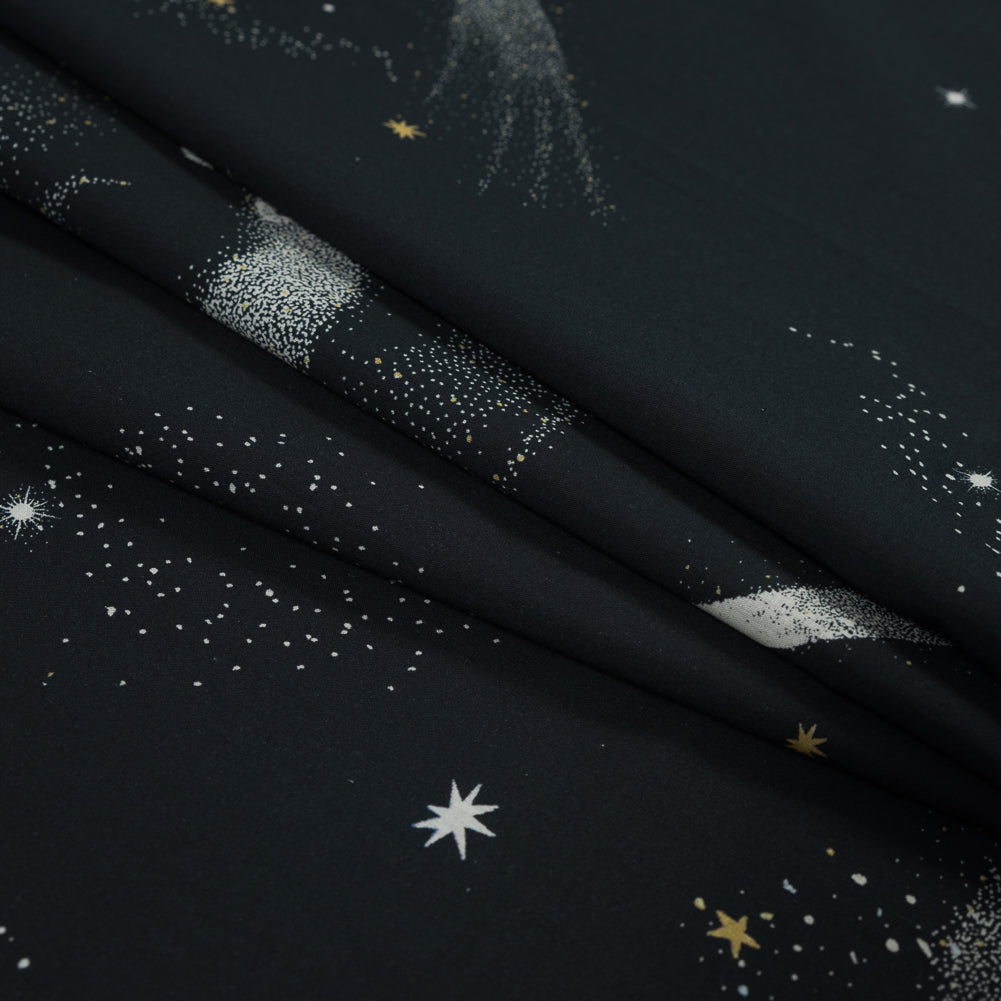 Cotton Voile - Black Celestial - Path of Apollo Print - Mood Exclusive Gaia Collection - Folded Cotton Voile - Black Celestial - Path of Apollo Print - Mood Exclusive Gaia Collection - Folded
